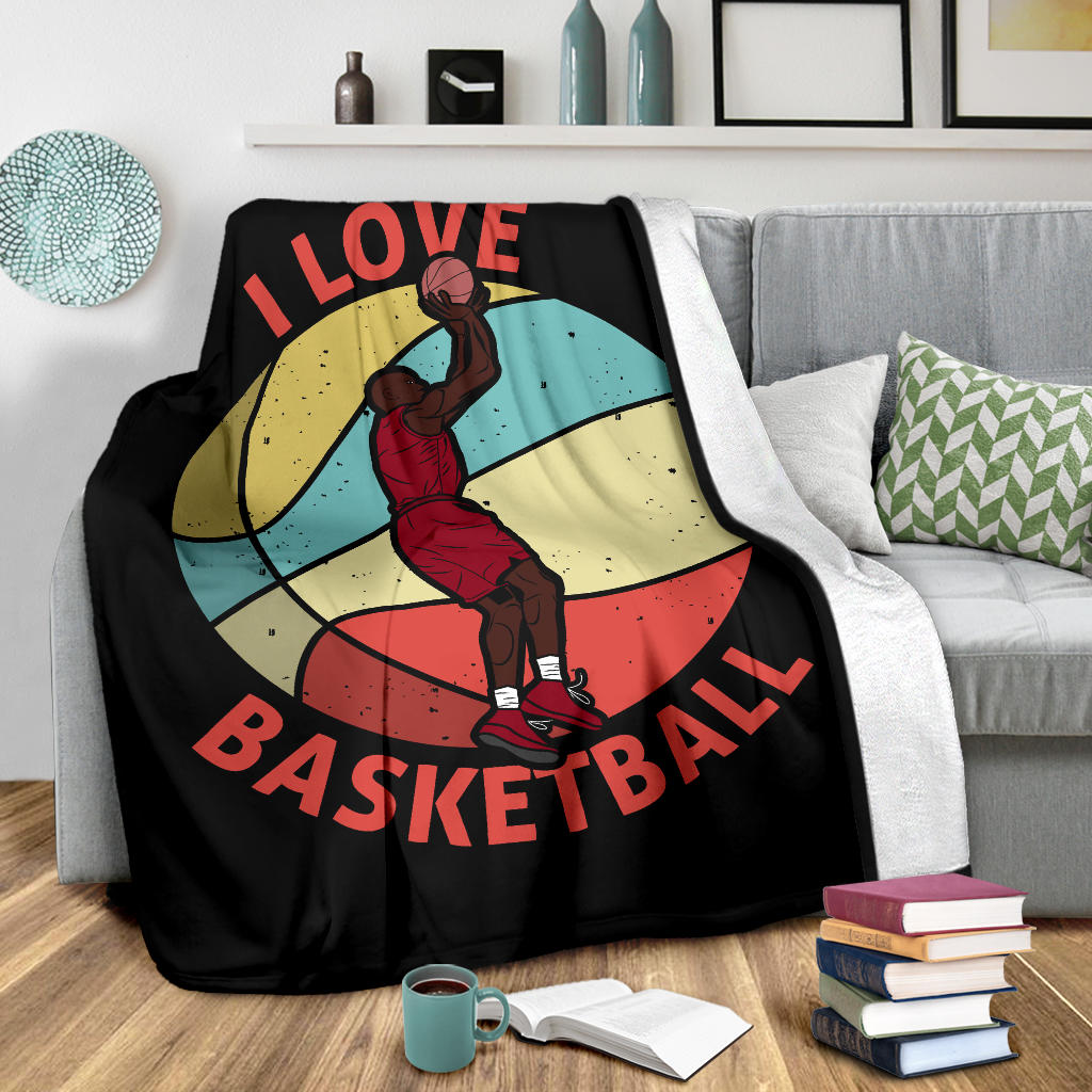 I love basketball mockup design retro style blanket - Top Content | POD Collection | Free Shipping