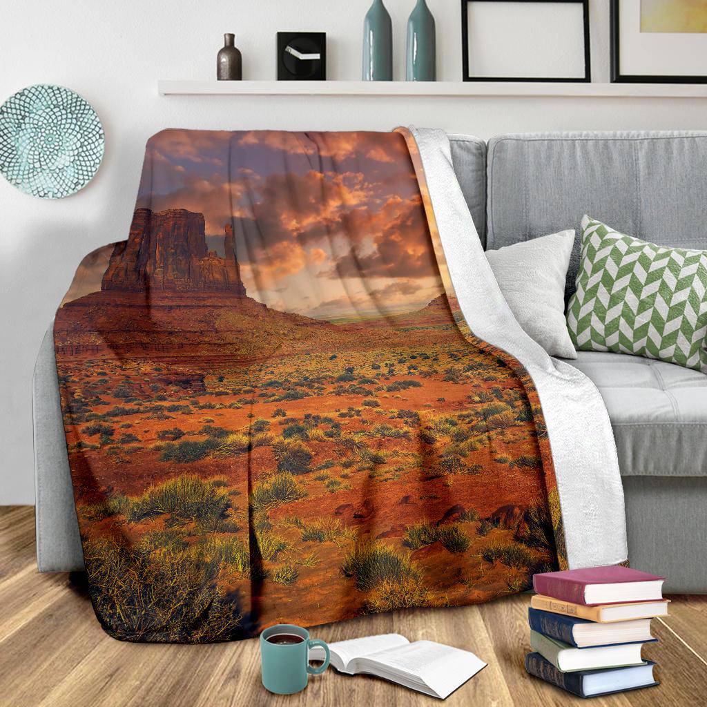 Monument Valley Blue Sky USA Nature Travel Premium Blanket - Top Content | POD Collection | Free Shipping