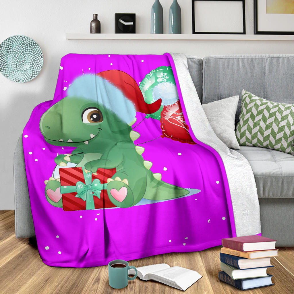 cute dinosaur merry christmas baloon pink blanket - Top Content | POD Collection | Free Shipping