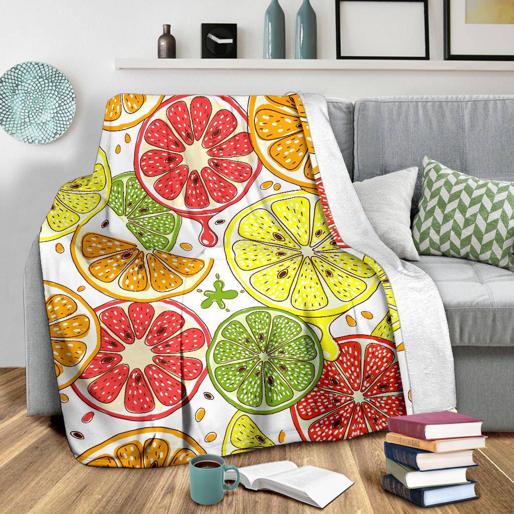 Plants Citrus Fruit Beautiful Art Premium Blanket - Top Content | POD Collection | Free Shipping