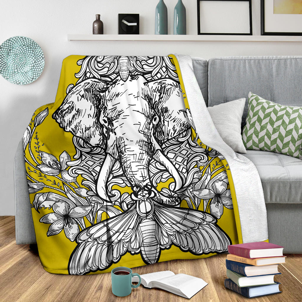 yellow elefant artistic blanket - Top Content | POD Collection | Free Shipping