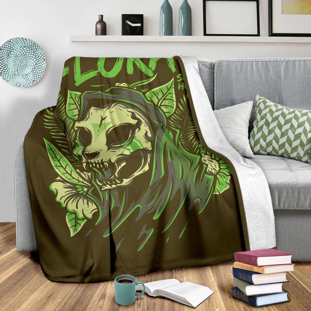 Funny Floral Skull Hunter Cartoon Premium Blanket - Top Content | POD Collection | Free Shipping