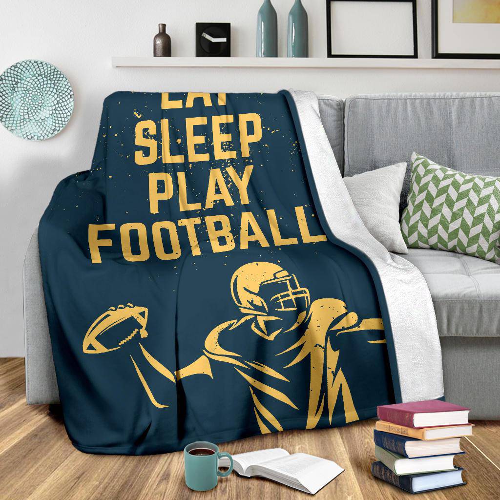 Eat Sleep Play American Football Quote Illustration Premium Blanket - Top Content | POD Collection | Free Shipping