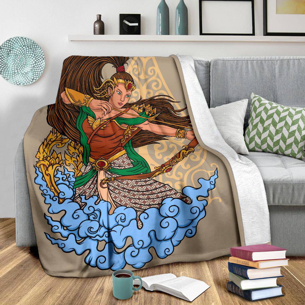 Female Goddess With Bow Beautiful Cartoon Style Premium Blanket - Top Content | POD Collection | Free Shipping