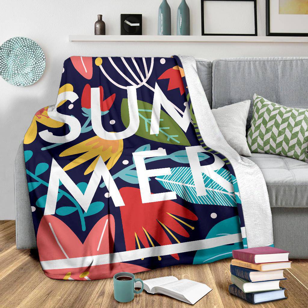 Summer Vibe, Colorful Floral Background Premium Blanket - Top Content | POD Collection | Free Shipping