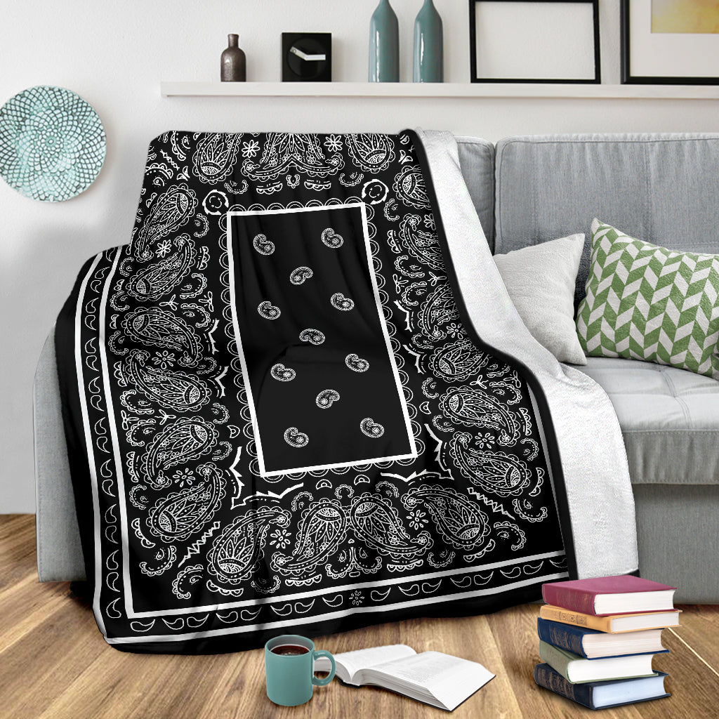 Ultra Plush Black Bandana Blanket