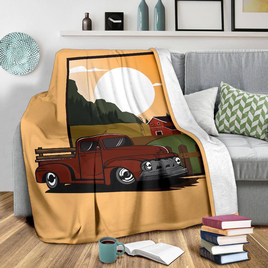 Field Farm Truck Cartoon Premium Blanket - Top Content | POD Collection | Free Shipping