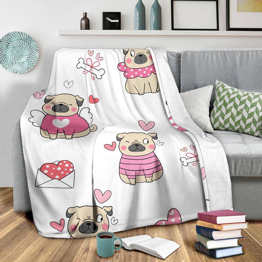 Cute Pink Pub Dog, Valentines Day Love Gift Premium Blanket - Top Content | POD Collection | Free Shipping