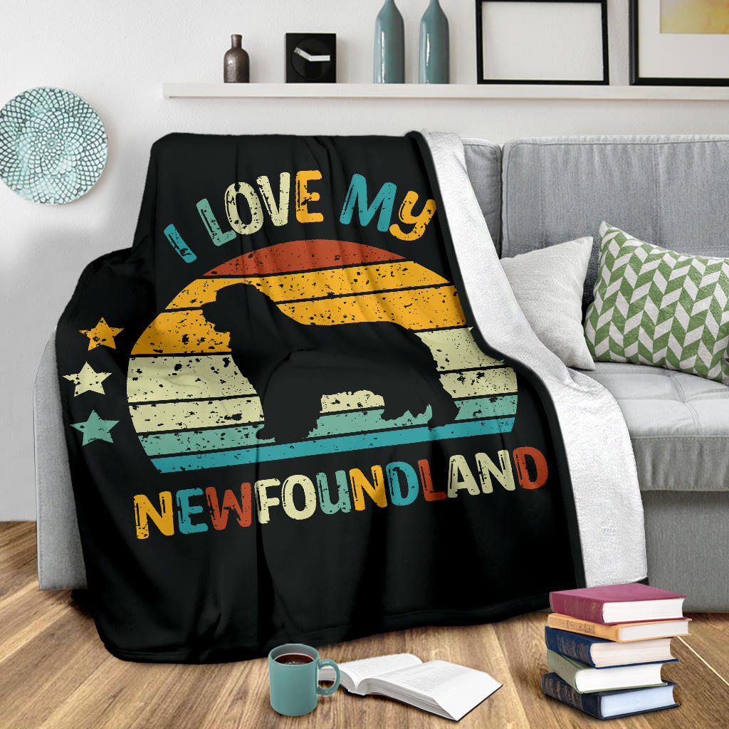 Newfoundland Blanket, Newfoundland Retro Blanket, Newfoundland Throw Blanket, Newfoundland Gifts