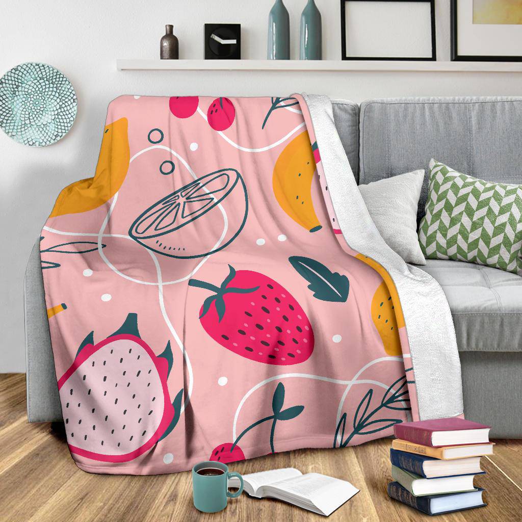 Colorful Fruits Hand Drawn Pattern Premium Blanket - Top Content | POD Collection | Free Shipping