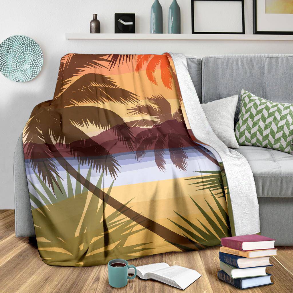 Beach Summer Sunset Palms Silhouette Premium Blanket - Top Content | POD Collection | Free Shipping