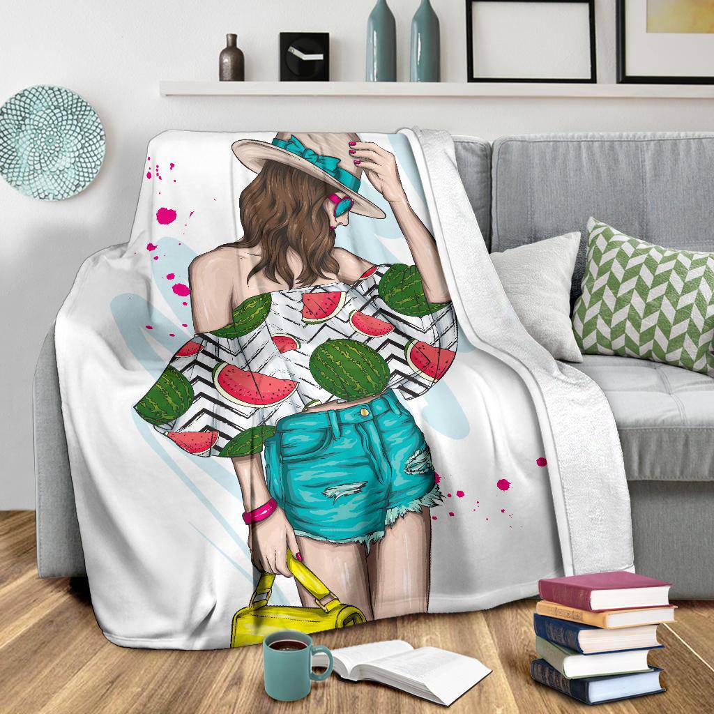 Beautiful Stylish Summer Girl Premium Blanket - Top Content | POD Collection | Free Shipping