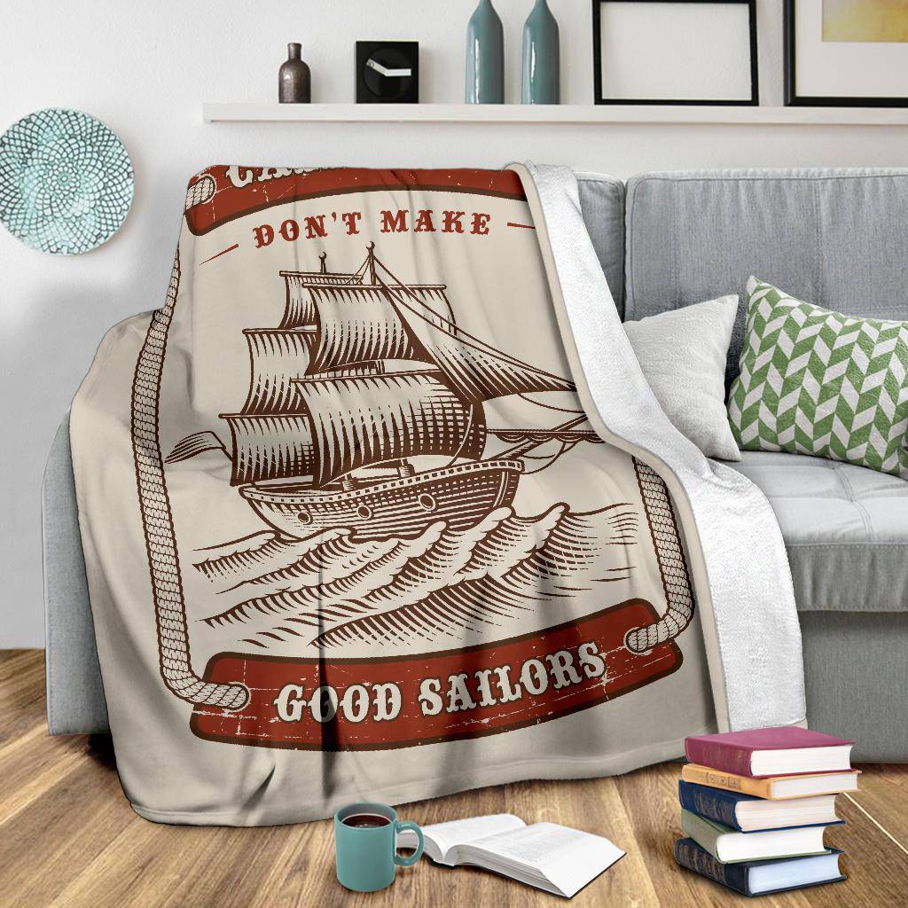 Vintage Captain Ship Premium Blanket, Calm Seas Don't Make Good Sailors Quote - Top Content | POD Collection | Free Shipping