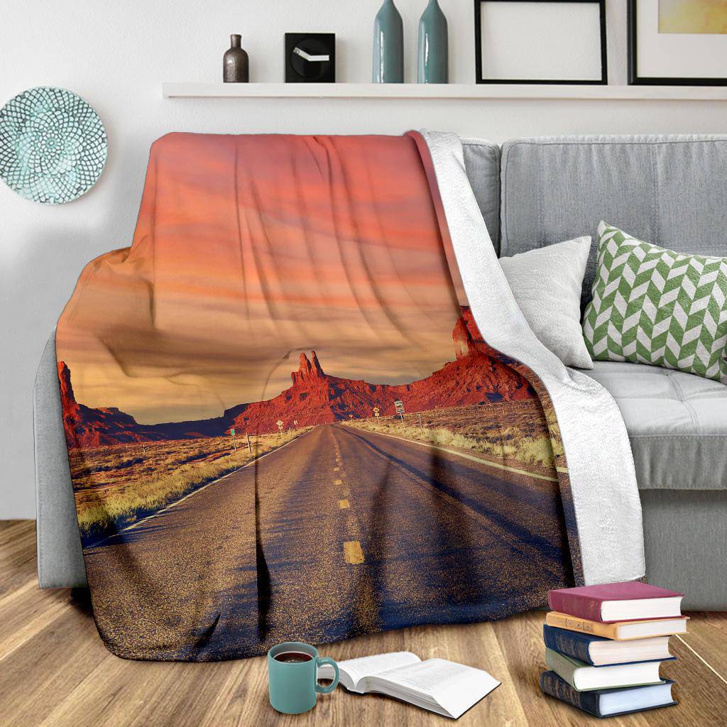 Road Monument Valley Sunset USA Photography Premium Blanket - Top Content | POD Collection | Free Shipping