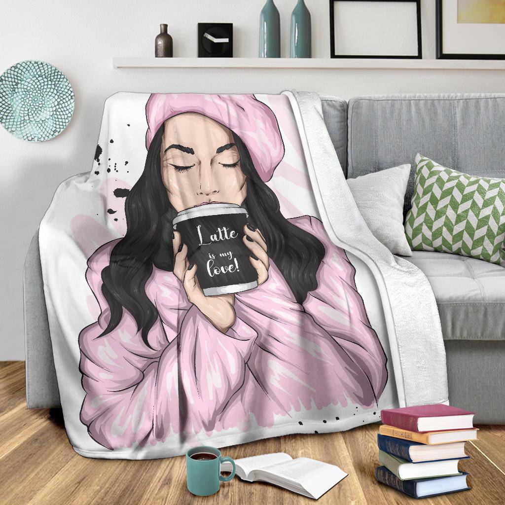 I Love Coffee Girl Beret Premium Blanket - Top Content | POD Collection | Free Shipping