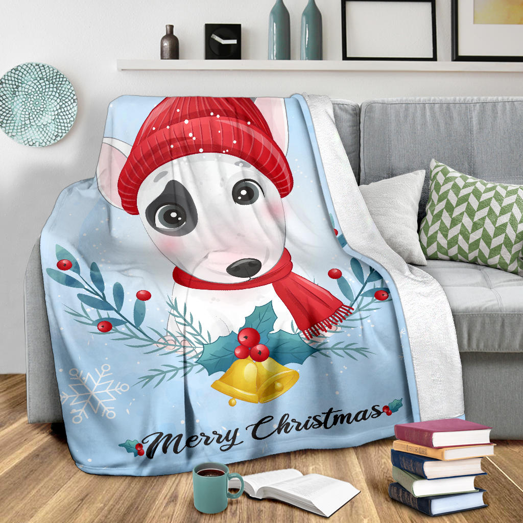 cute puppy merry christmas illustration blanket - Top Content | POD Collection | Free Shipping