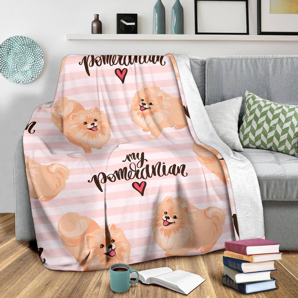 My Pomeranian Spitz Love, Cute Dog Cartoon Premium Blanket - Top Content | POD Collection | Free Shipping