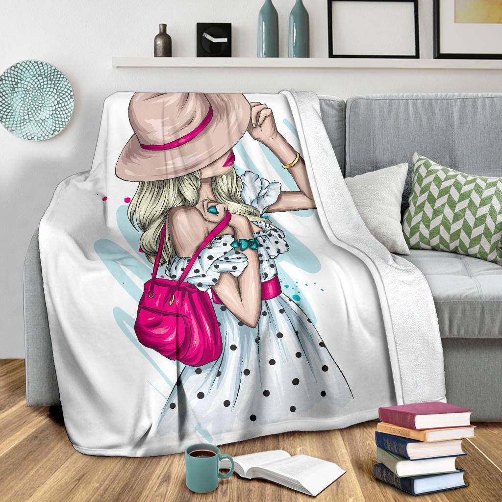 Stylish Summer Girl Cartoon Premium Blanket - Top Content | POD Collection | Free Shipping