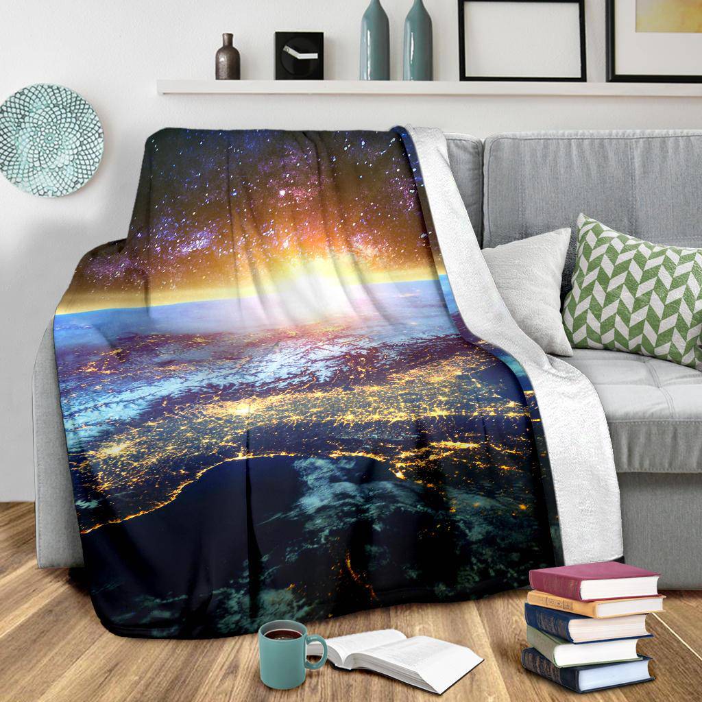 Real Nasa Earth Galaxy View Premium Blanket - Top Content | POD Collection | Free Shipping