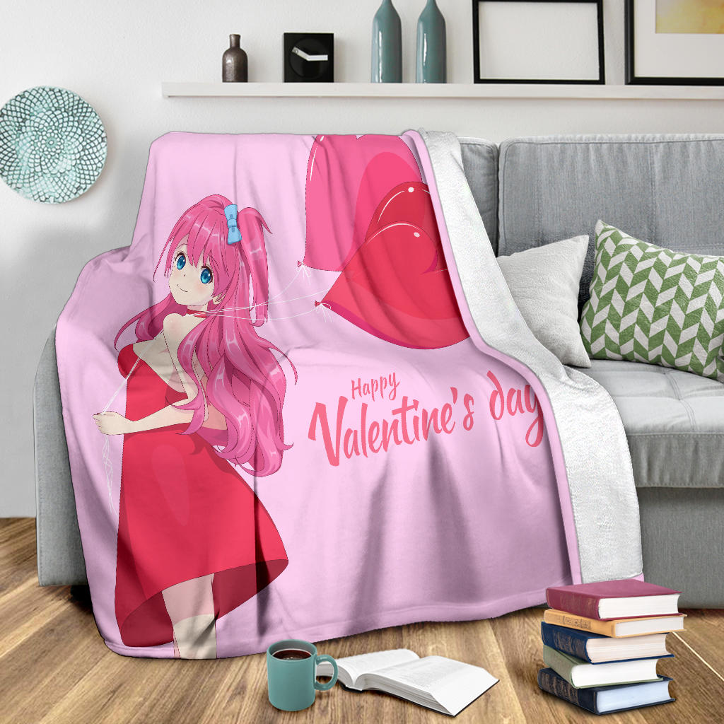 Happy Valentines Anime Style Blanket