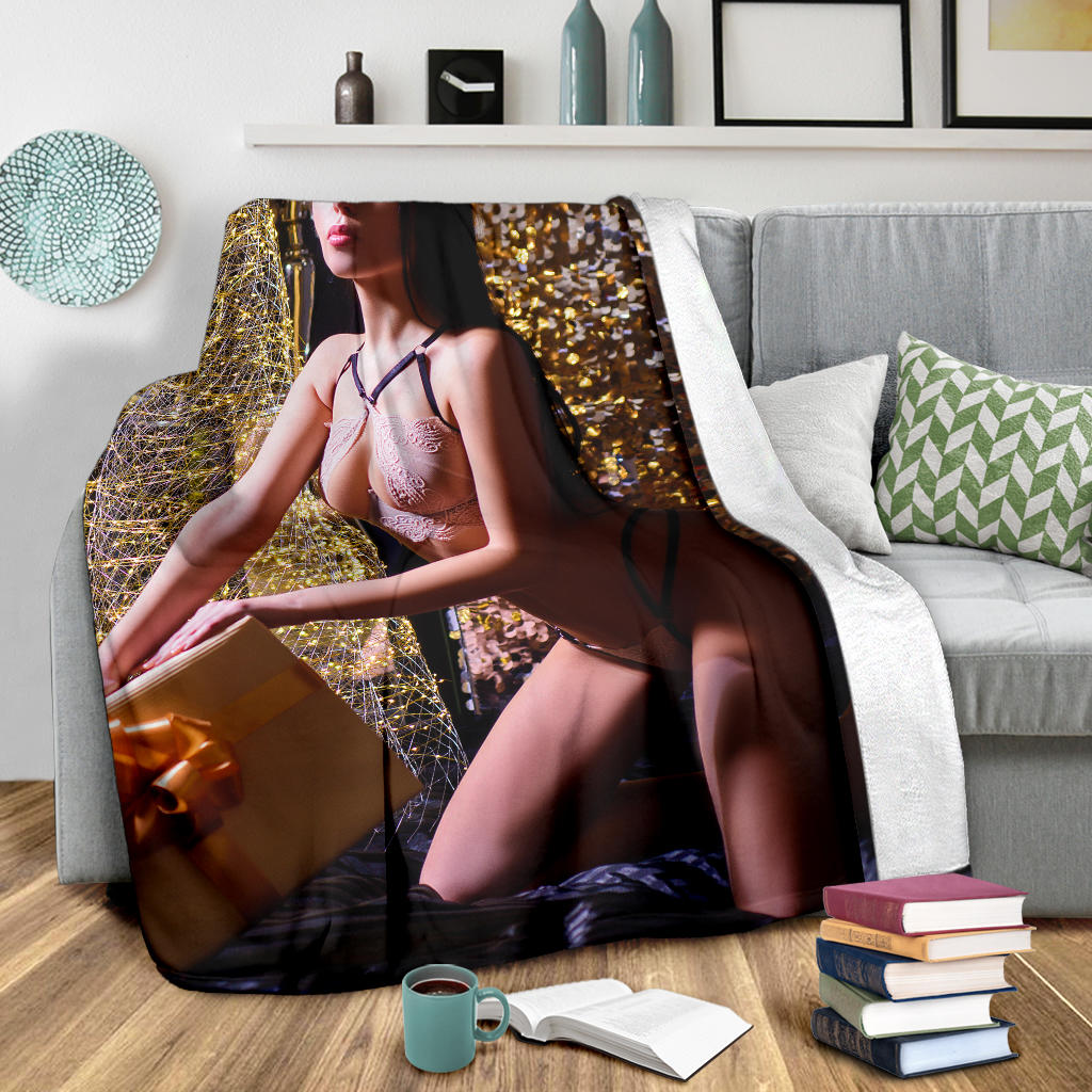 christmas and new year girl present blanket - Top Content | POD Collection | Free Shipping