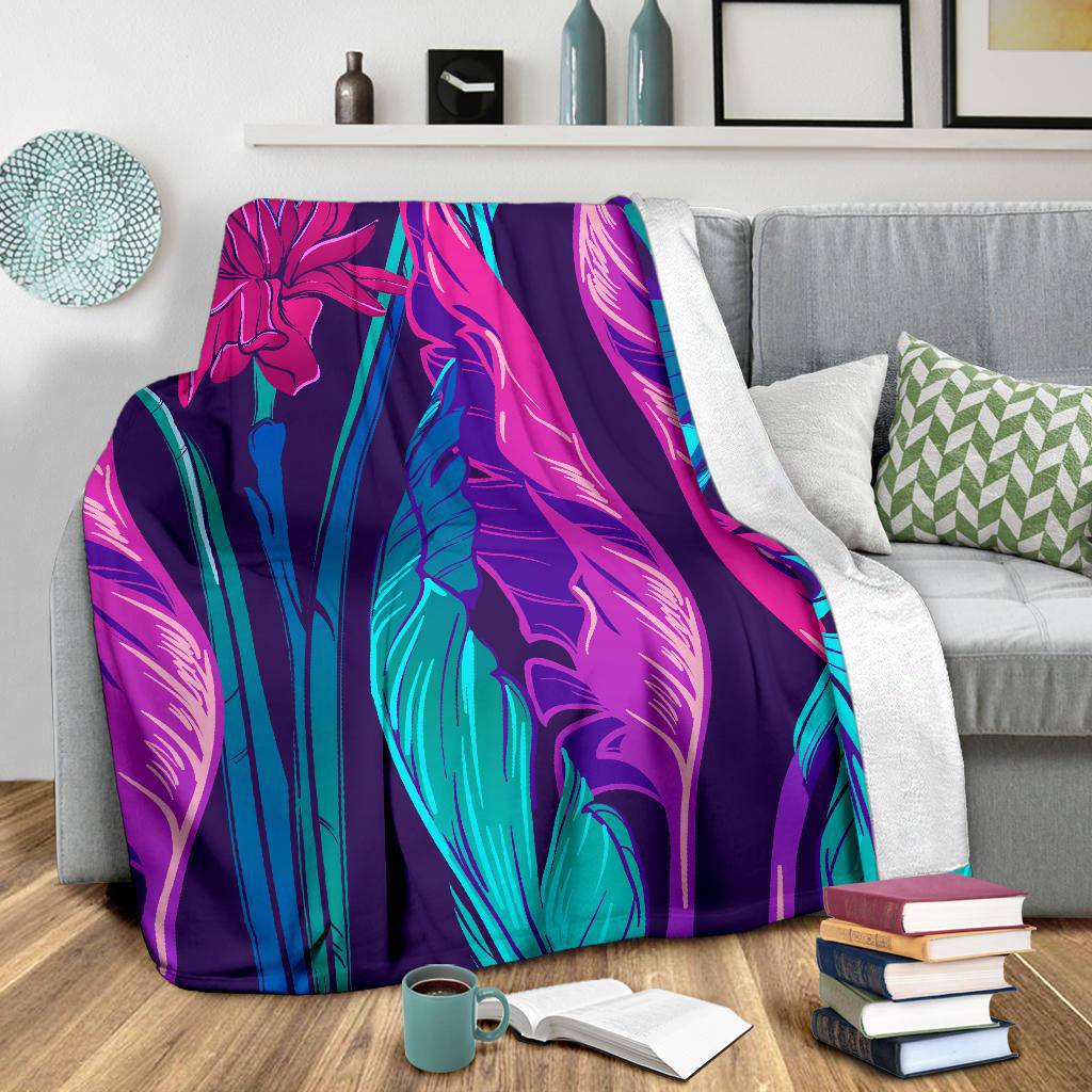 Purple Banana leaves Etligeria Flower Premium Blanket - Top Content | POD Collection | Free Shipping