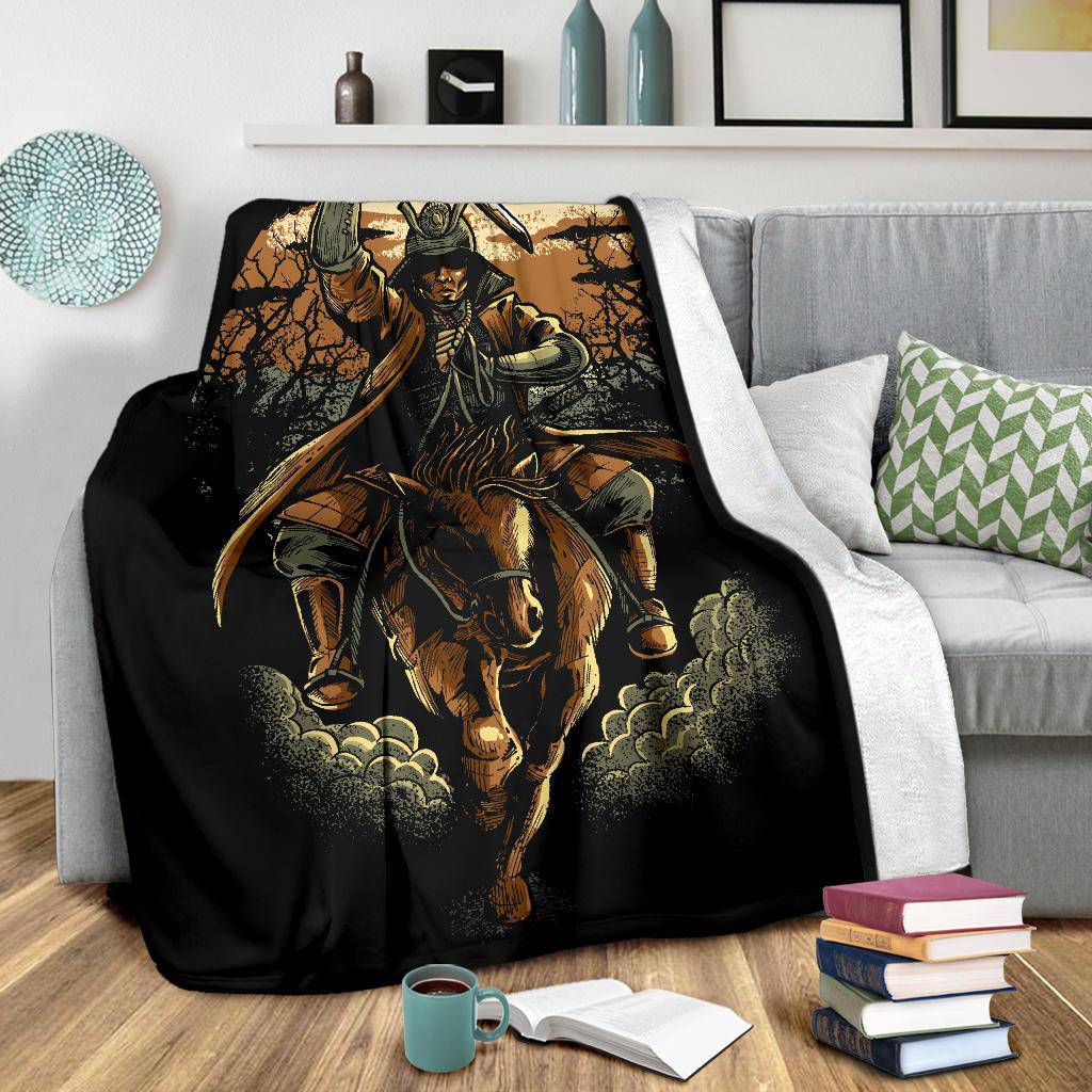 Samurai Japan Warrior Horse Riding Premium Blanket - Top Content | POD Collection | Free Shipping