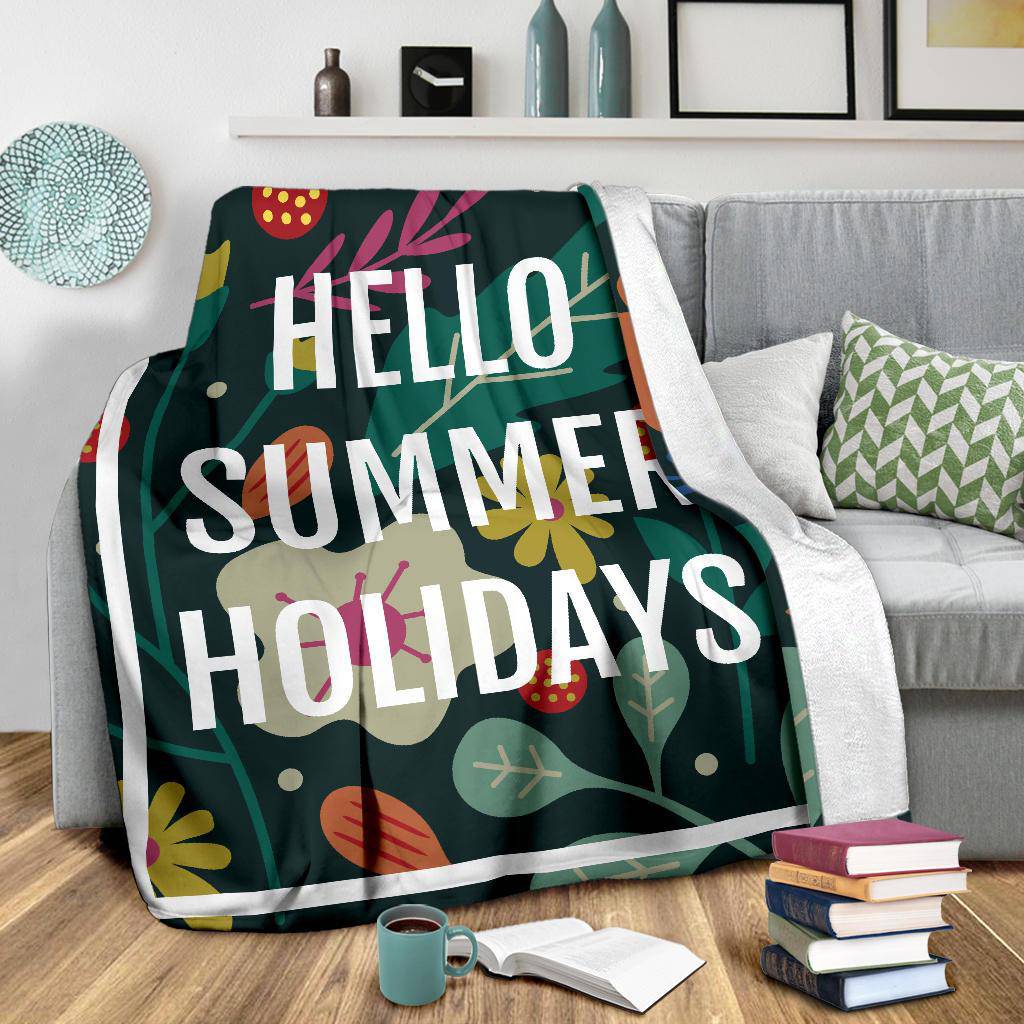 Hello Summer Holidays Floral Premium Blanket - Top Content | POD Collection | Free Shipping