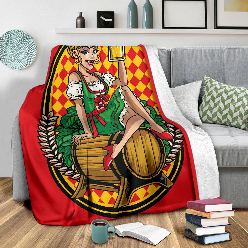 Oktoberfest Sexy Woman with Beer in Her Hand Premium Blanket - Top Content | POD Collection | Free Shipping