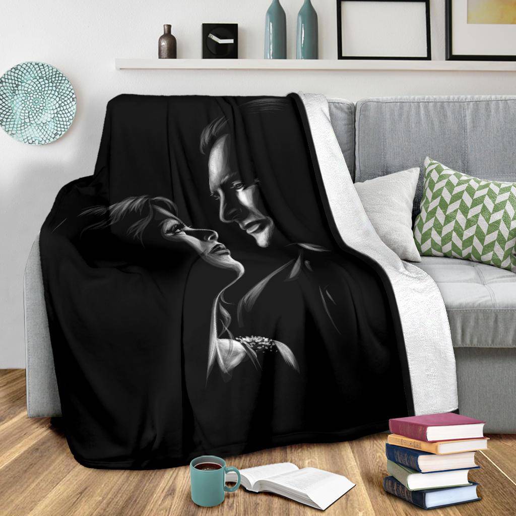 Romantic Couple With Beautiful Love Look Premium Blanket Illustration - Top Content | POD Collection | Free Shipping