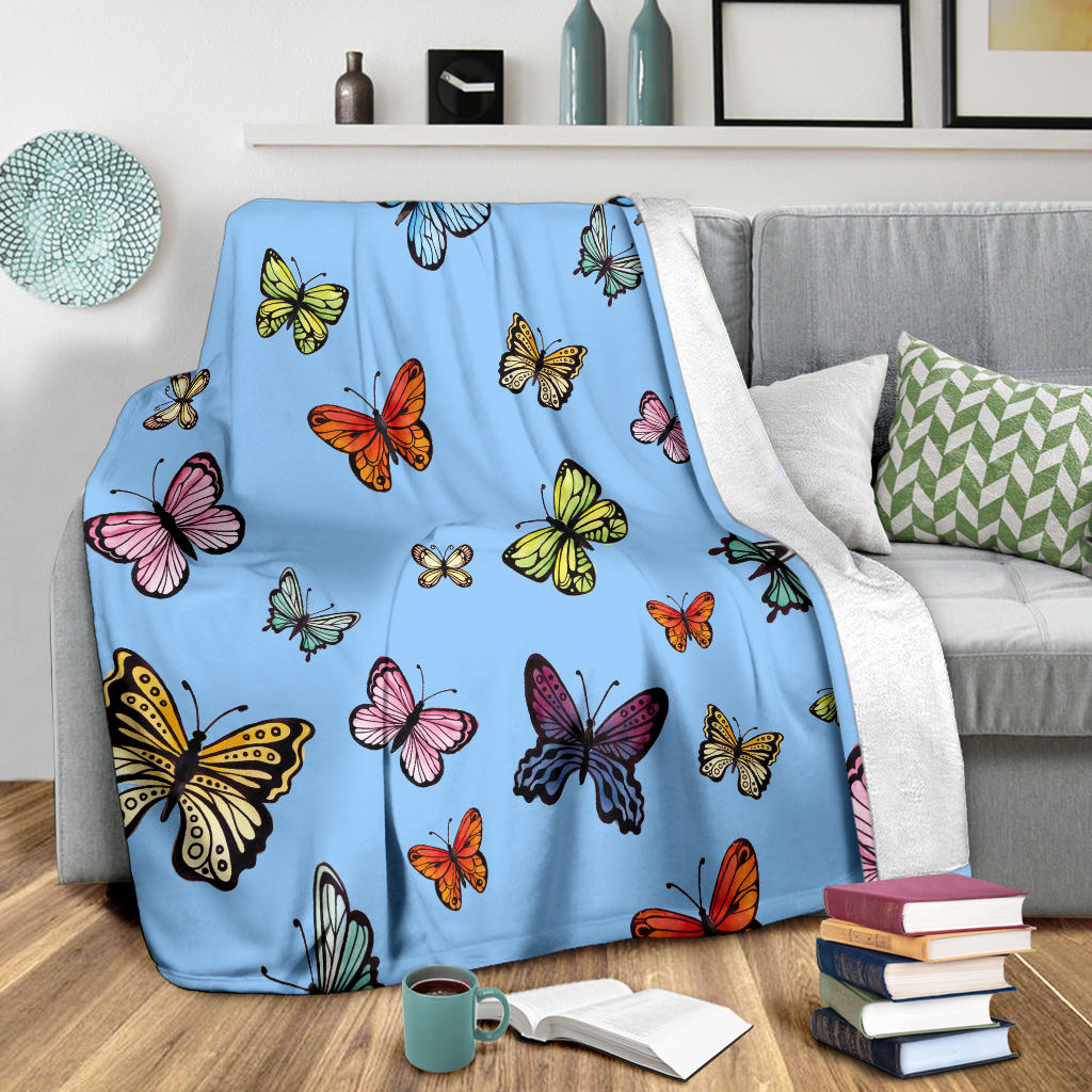 colorful butterflies blue collection blanket - Top Content | POD Collection | Free Shipping