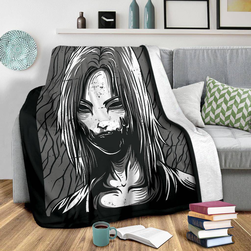 Premium Blanket Pretty Scary Slayer Black And White Drawing - Top Content | POD Collection | Free Shipping