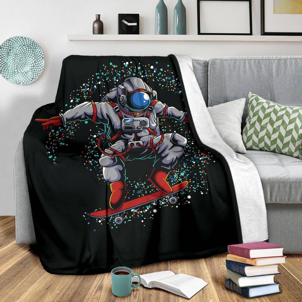 Premium Blanket Astronaut Skateboard Outer Space Galaxy - Top Content | POD Collection | Free Shipping