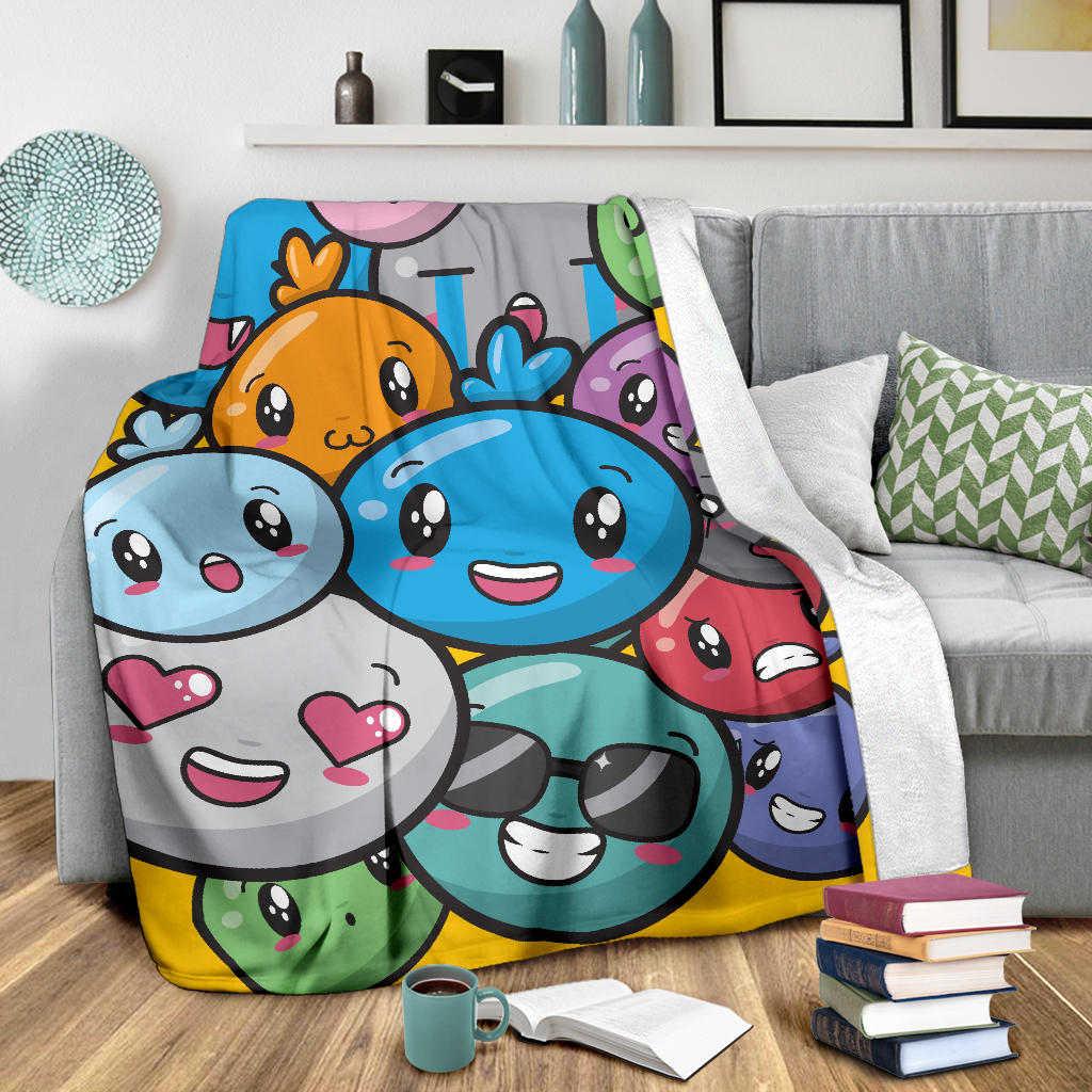 Happy Colorful Kawaii Emojis Blanket