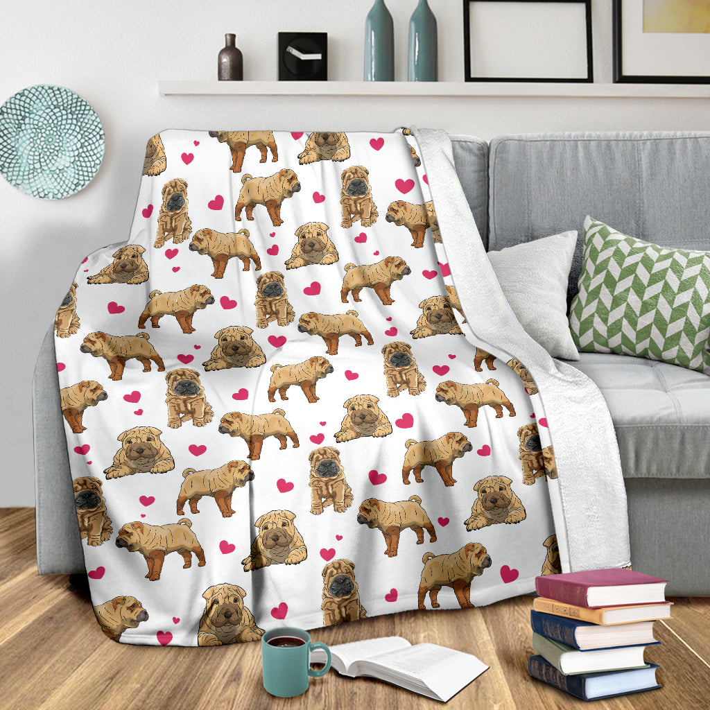 Shar Pei Heart Blanket