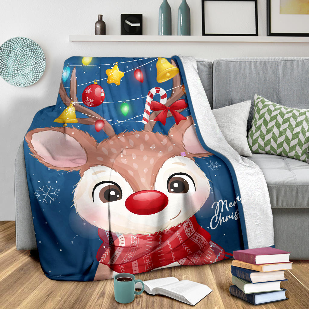 happy christmas deer watercolor blanket - Top Content | POD Collection | Free Shipping