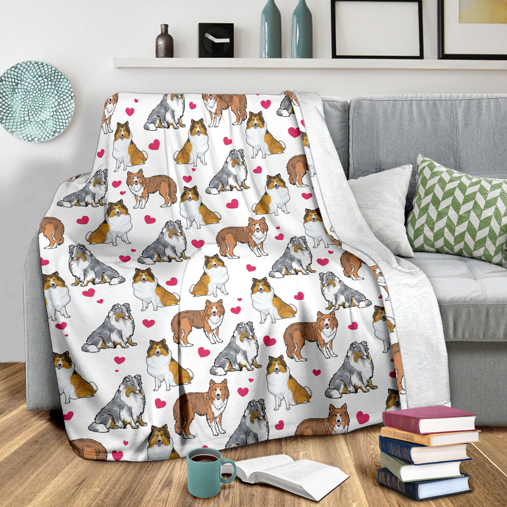 Shetland Sheepdog Heart Blanket