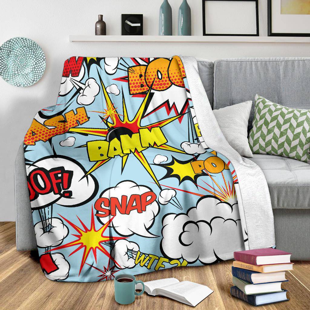 Comic Speech Reactions Bubble Premium Blanket - Top Content | POD Collection | Free Shipping