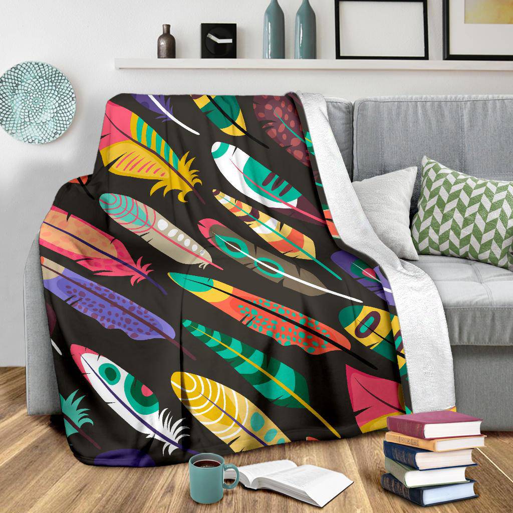 Colorful Exotic Birds Feathers Premium Blanket - Top Content | POD Collection | Free Shipping