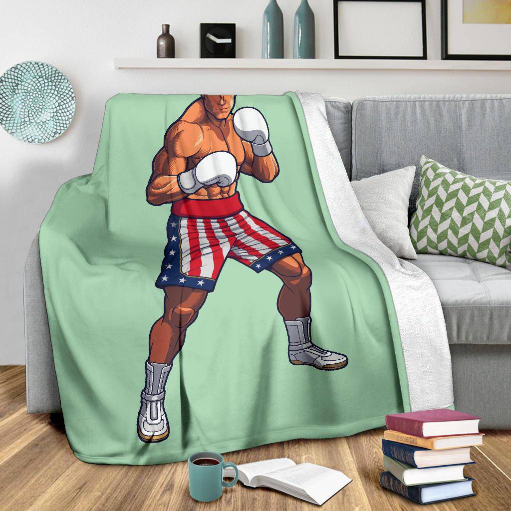 Boxing Fighter USA Flag Cartoon Premium Blanket - Top Content | POD Collection | Free Shipping