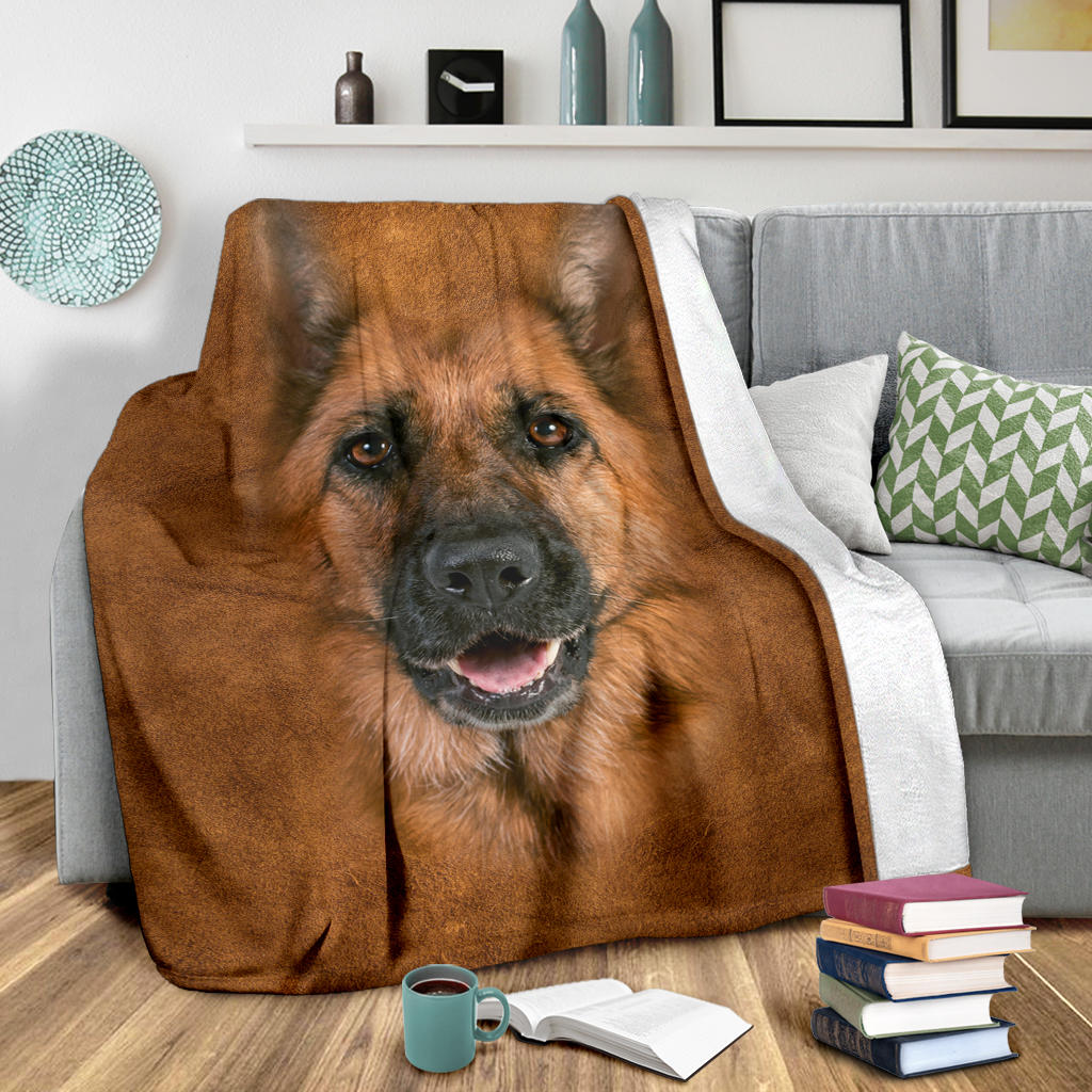 German Shepherd Face Hair Blanket