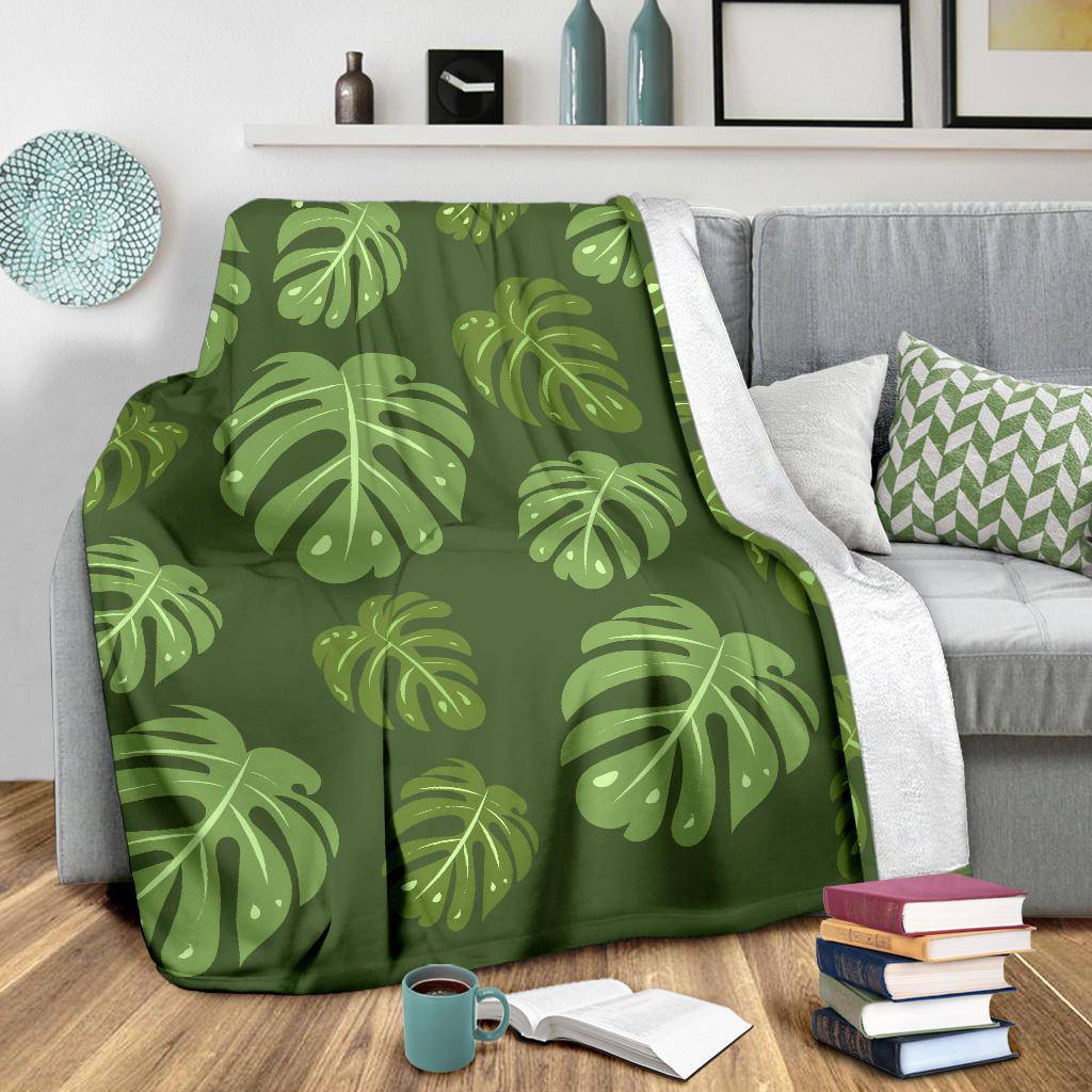 Minimal Ficus Tropical Leaves Art Premium Blanket - Top Content | POD Collection | Free Shipping