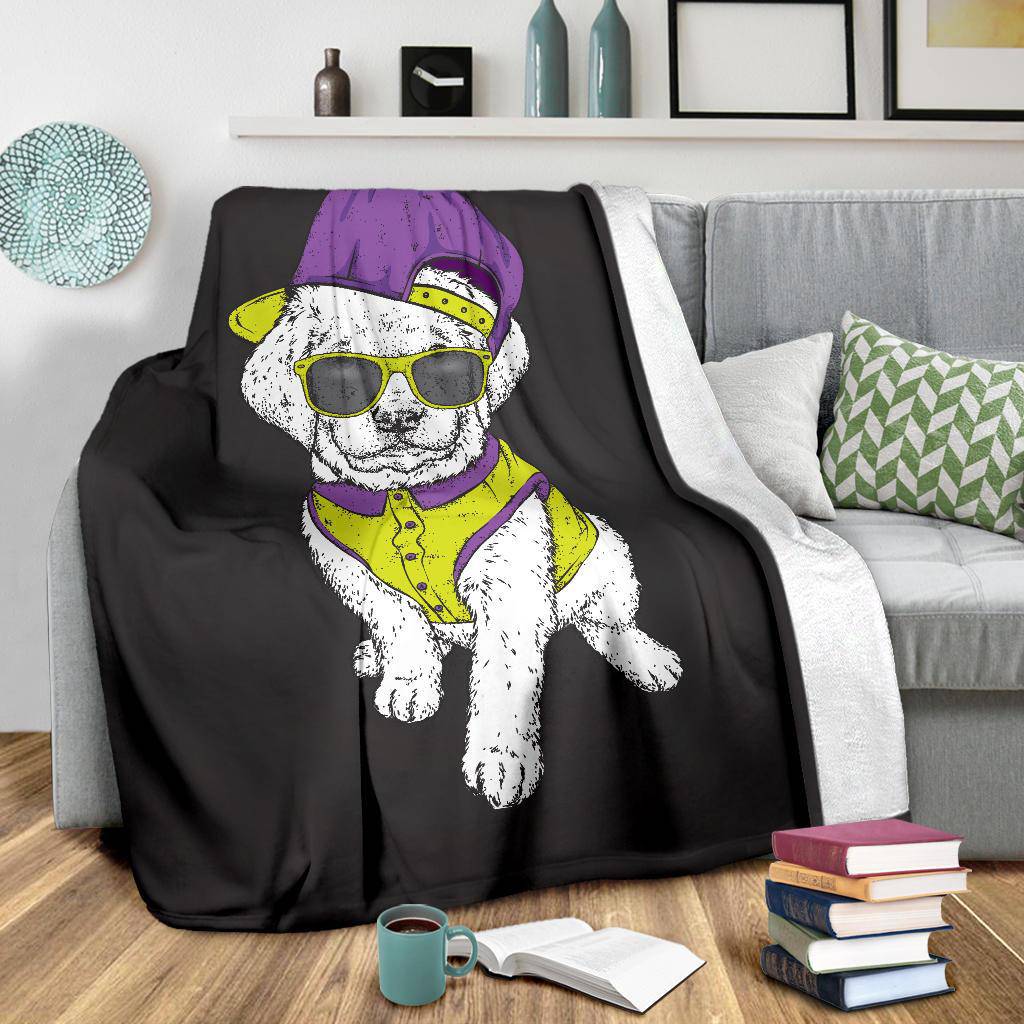 Labrador Retriever Premium Blanket, Cool Cap Puppy Cartoon Style Drawing - Top Content | POD Collection | Free Shipping