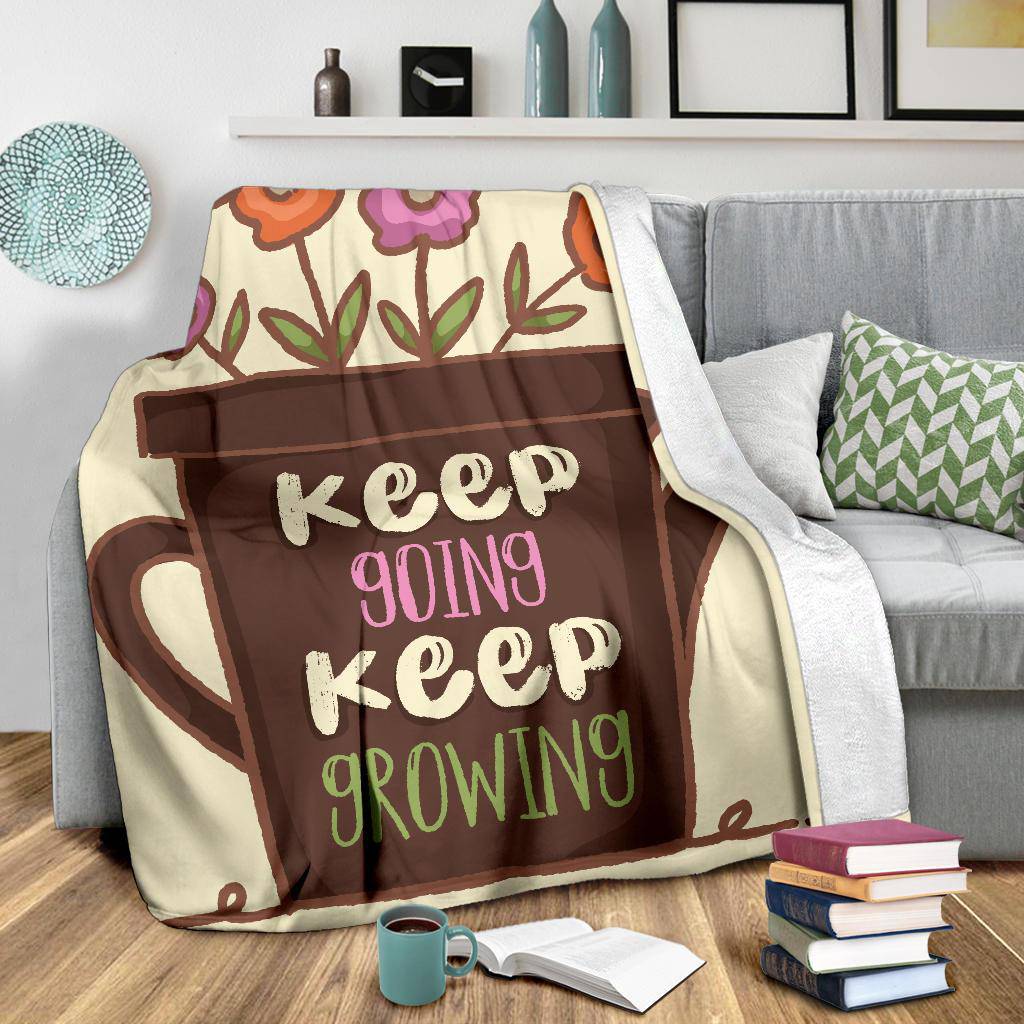 Keep Growing Love Plants Flowers Premium Blanket - Top Content | POD Collection | Free Shipping