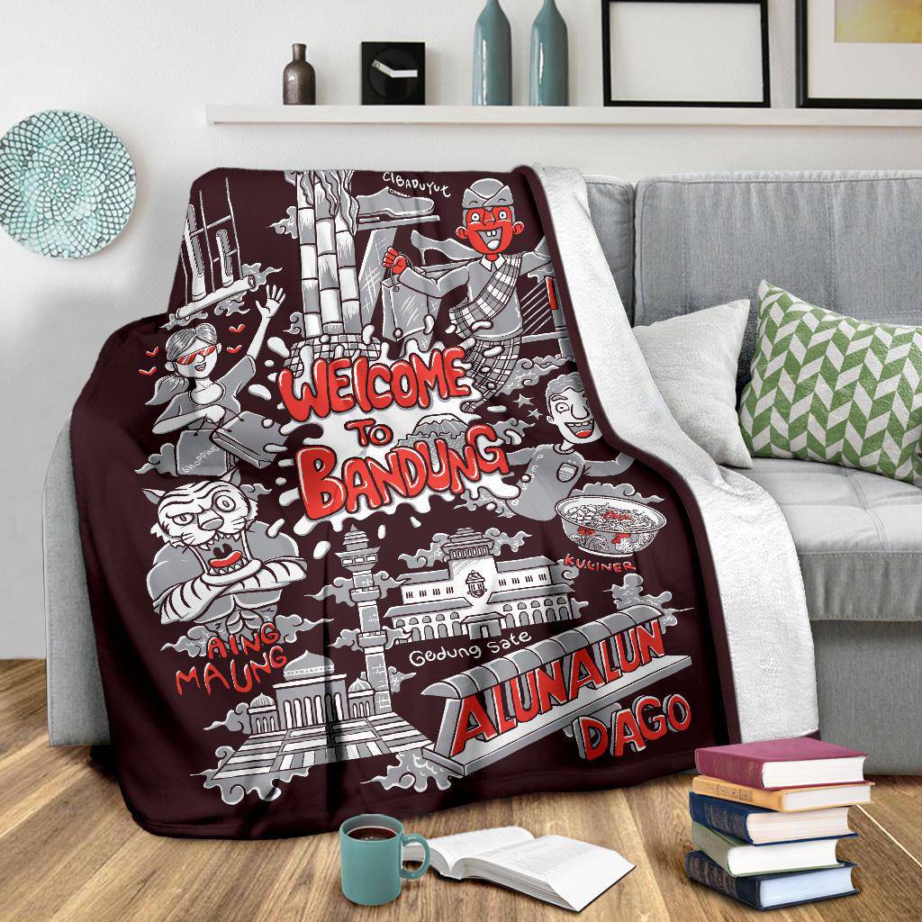 Welcome To Bandung City Premium Blanket, Cool Traveling Gift - Top Content | POD Collection | Free Shipping