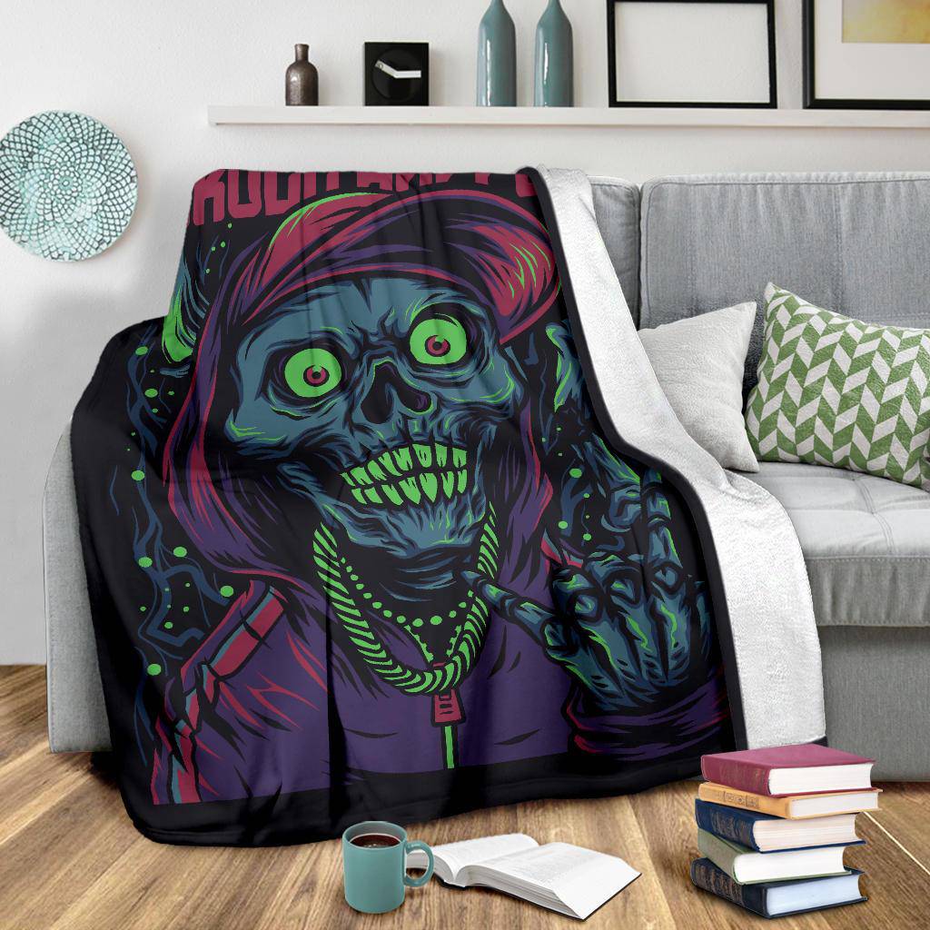 Skull Rapper Music Art Cartoon Premium Blanket - Top Content | POD Collection | Free Shipping