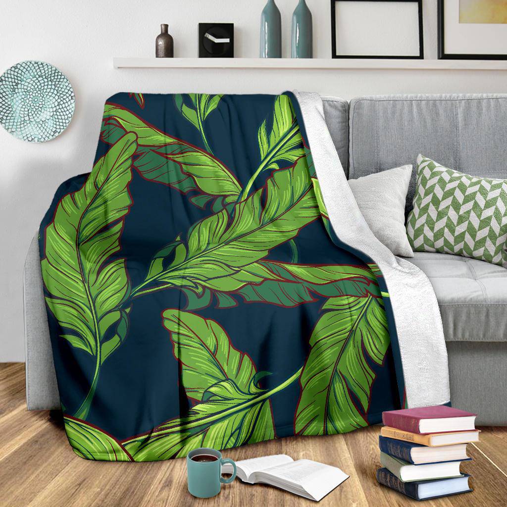 Green Banana Plant Leaves Premium Blanket - Top Content | POD Collection | Free Shipping