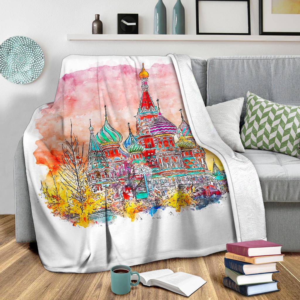 Hand Drawn Moscow Russia Watercolour Sketch Illustration Premium Blanket - Top Content | POD Collection | Free Shipping