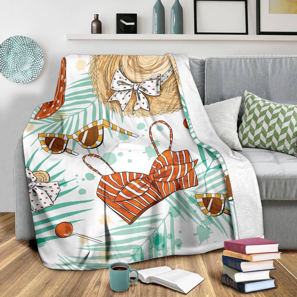 Summer Vibes Fashion Accessories Hand Drawn Premium Blanket - Top Content | POD Collection | Free Shipping