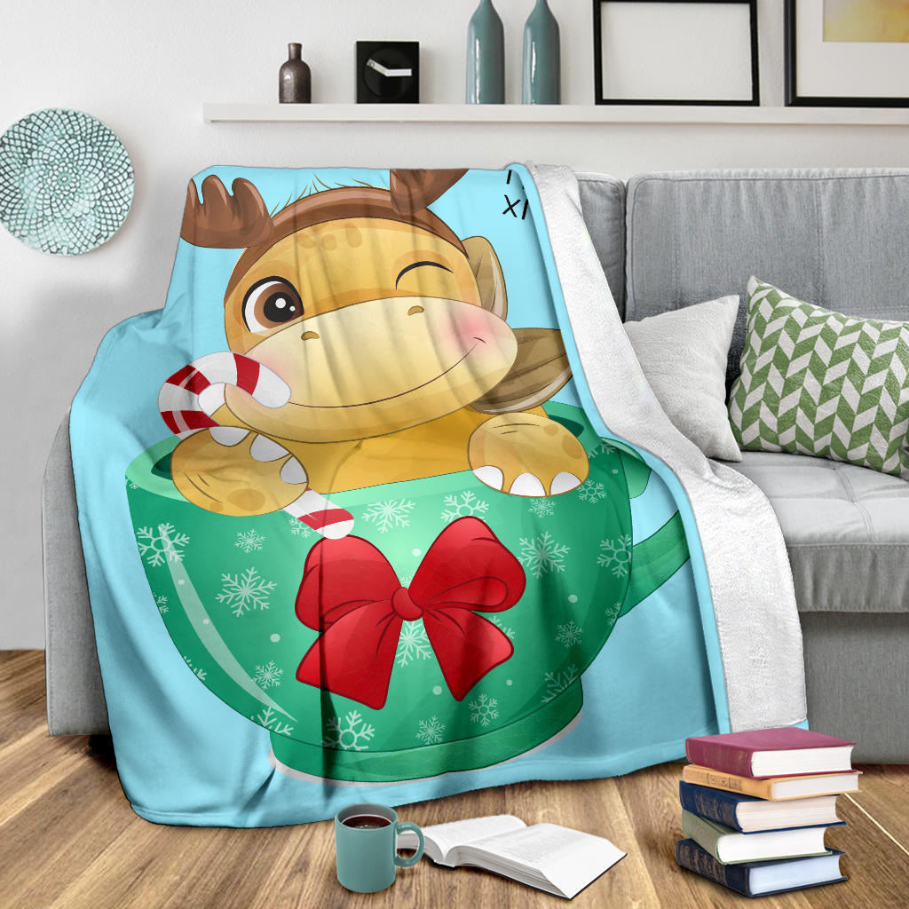 cute dinosaur merry xmas blue blanket - Top Content | POD Collection | Free Shipping